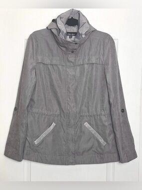 Mo-Ka Santa Fe Lightweight Jacket Size M Gray Drawstring Waist Detachable Hood